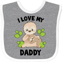 Inktastic Cute Sloth I Love My Daddy with Green Leaves in Black Baby Bib