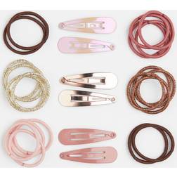 H&M Hair Elastics & Clips Powder Pink/Gold-Coloured