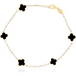 The Lovery Mini Clover Bracelet - Gold/Onyx