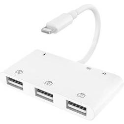 Nordic LGN-105 Lightning - 3xUSB A/TF/SD/Lightning Charging Port Adapter M-F
