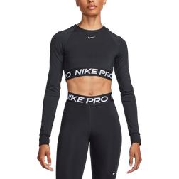 NIKE Pro 365 Women's Dri-FIT Cropped Long-Sleeve Top - Black/White