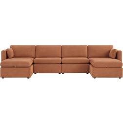 AllModern Datura 6 Orange Linen Blend Sofa 146.5" 6pcs 4 Seater