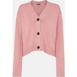 Whistles Nina Rib Detail Cropped Cardigan, Dusty Pink