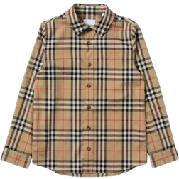 Burberry Kid's Vintage Check Stretch Cotton Shirt - Archive Beige