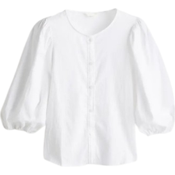 H&M Linen-Blend Blouse - White