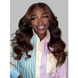 UNice 7x5 Bye Bye Knots Ombre Loose Wave Wig 16 inch Black to Chestnut Brown