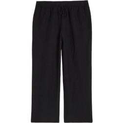 H&M Linen Blend Pull On Trousers - Black