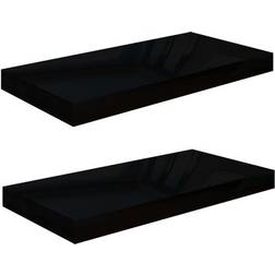 vidaXL 323830 Black Étagère Murale 50cm 2pcs