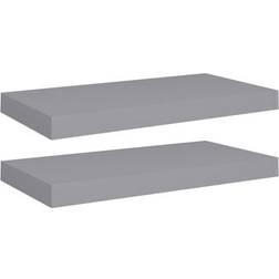 vidaXL 323851 Grey Wall Shelf 50cm 2pcs