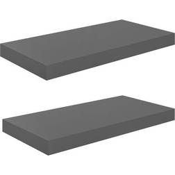 vidaXL 323788 High Gloss Grey Væghylde 50cm 2stk