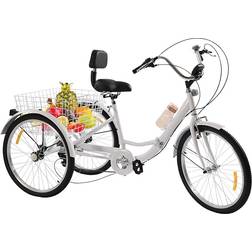 HINOPY for Adults, 60cm 3-Wheel Adult Bicycle 7-Speed ​​Folding Cruiser Bike