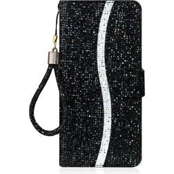 MAULUND Samsung Galaxy A34 5G Læder Cover m. Pung & Strop Glitter Design Sort