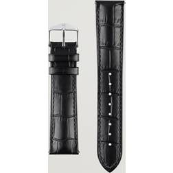 Hirsch Duke Embossed Leather Watch Strap Black