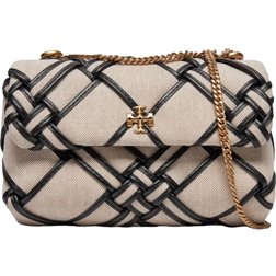 Tory Burch Mini Kira Woven Canvas Flap Bag - Natural/Black