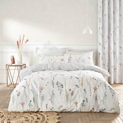 Dunelm Dried Flowers Blush Duvet Cover White, Multicolour (200x200cm)