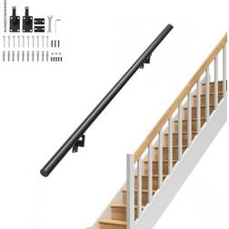 VEVOR Handrail Stair Railing 7 in. H x 48 in. W Wall Mount Handrails Black Aluminum Alloy handrails for indoor stairs
