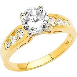 The Gem Collection Round Cut Engagement Ring - Gold/Transparent