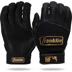 Franklin Sports Adult MLB Pro Classic Batting Gloves, X-Large, Pair, Black/Gold