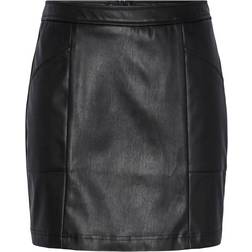 Pieces Selma Faux Leather Skirt - Black