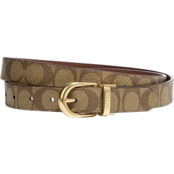 Coach Classic Buckle Cut To Reversible Belt 25mm - Gold/Khaki Saddle