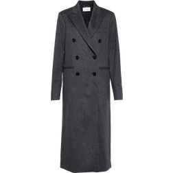 Victoria Beckham Double Breast Tailored Slim Coat - Grey Melange