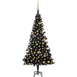 vidaXL Artificial With Lights And Ball Set Black Christmas Tree 70.9"