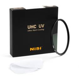 NiSi UHC UV-filter, 77 mm, skyddsfilter med rengöringsduk, vattenvitt glas, ultrahård beläggning med 99,3 % ljusgenomsläpplighet, ultratunna räfflade ramar