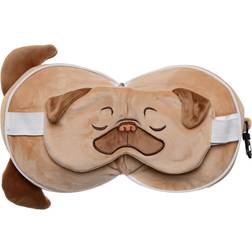 Puckator Relaxeazzz Mopps Pug Round Plush Travel Pillow & Eye Mask