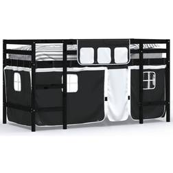 vidaXL 90 200cm Loft Bed with Bed Frame Solid Wood Pine Black