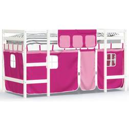 vidaXL white and pink, 90 200cm Loft Bed with Bed Frame Solid Wood Pine Pink/White