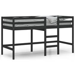 vidaXL Loftsäng Med Stege Svart 90x190 cm Massiv Furu