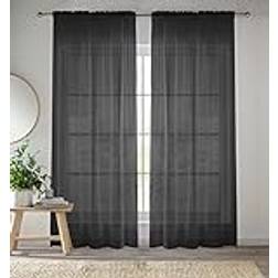 Enhanced Living Sheer Black Voile Slot Top