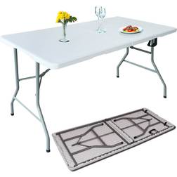 House of Home Heavy Duty Folding Camping Picnic Plastic Table White 5ft