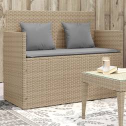 vidaXL Tuinbank Met Kussens Poly Rattan Beige