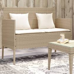 vidaXL Med Hynder Polyrattan Beige Havebænk