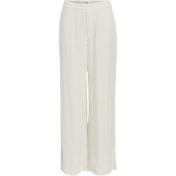 Object Sanne Aline Linen Blend Wide Leg Trousers - Sandshell