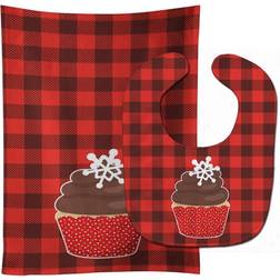 Carolines Treasures Baby Bib & Burp Cloth Christmas Cupcake