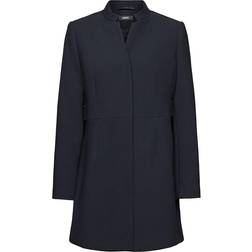 Esprit Inverted Lapel Collar Waisted Coat - Black
