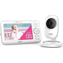 Vtech LM808-1W Video Baby Monitor with 1000ft Long Range, Auto Night Vision, 5” Screen, 2-Way Audio Talk, Temperature Sensor, Power Saving Mode, Lullabies