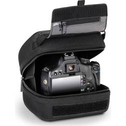 USA Gear Hard Shell DSLR Camera Case Black with Molded EVA Protection, Quick Access Opening, Padded Interior and Rubber Coated Handle-Compatible with Nikon, Canon, Pentax, Olympus and More
