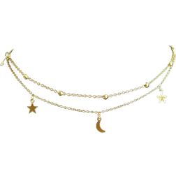 Moon Star Necklace - Gold