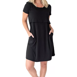 Kindred Bravely Eleanora Maternity & Nursing Lounge Dress Black