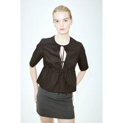 H&M Ladies Black Tie-front poplin blouse