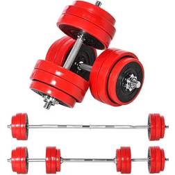 Soozier 2-in-1 Free Weight Dumbbell Set & Barbell Weight Set Strength Training Equipment