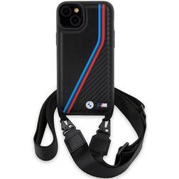 BMW BMHCP15S23PSVTK iPhone 15 14 13 black/black hardcase M Edition Carbon Tricolor Lines & Strap