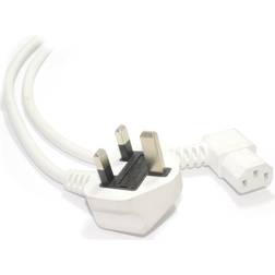 Kenable Power Cord UK Plug to Right Angle IEC C13 lead 2m White