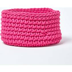 Homescapes Hot Pink Cotton Knitted Round Medium Basket
