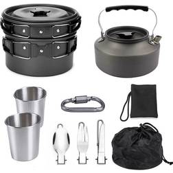 Greenzech 10 PCS 2-3 Person Camping Cookware Set