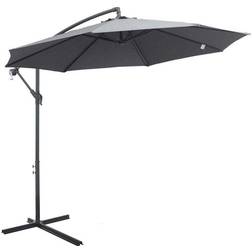 OutSunny Grey Crank Handle Cantilever Banana Parasol with Cross Base 3m