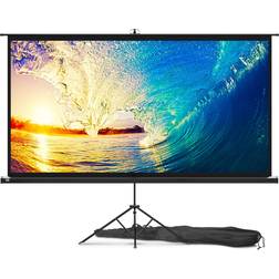 PropVue Projector Screen with Stand 100 inch Indoor and Outdoor Projection Screen for Movie or Office Presentation Adjustable from 16:9 to 4:3 HD Premium Wrinkle-Free Tripod Screen for Projector